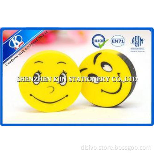Yellow Round Cute Kids Erasers With En71 / Astm Certificate